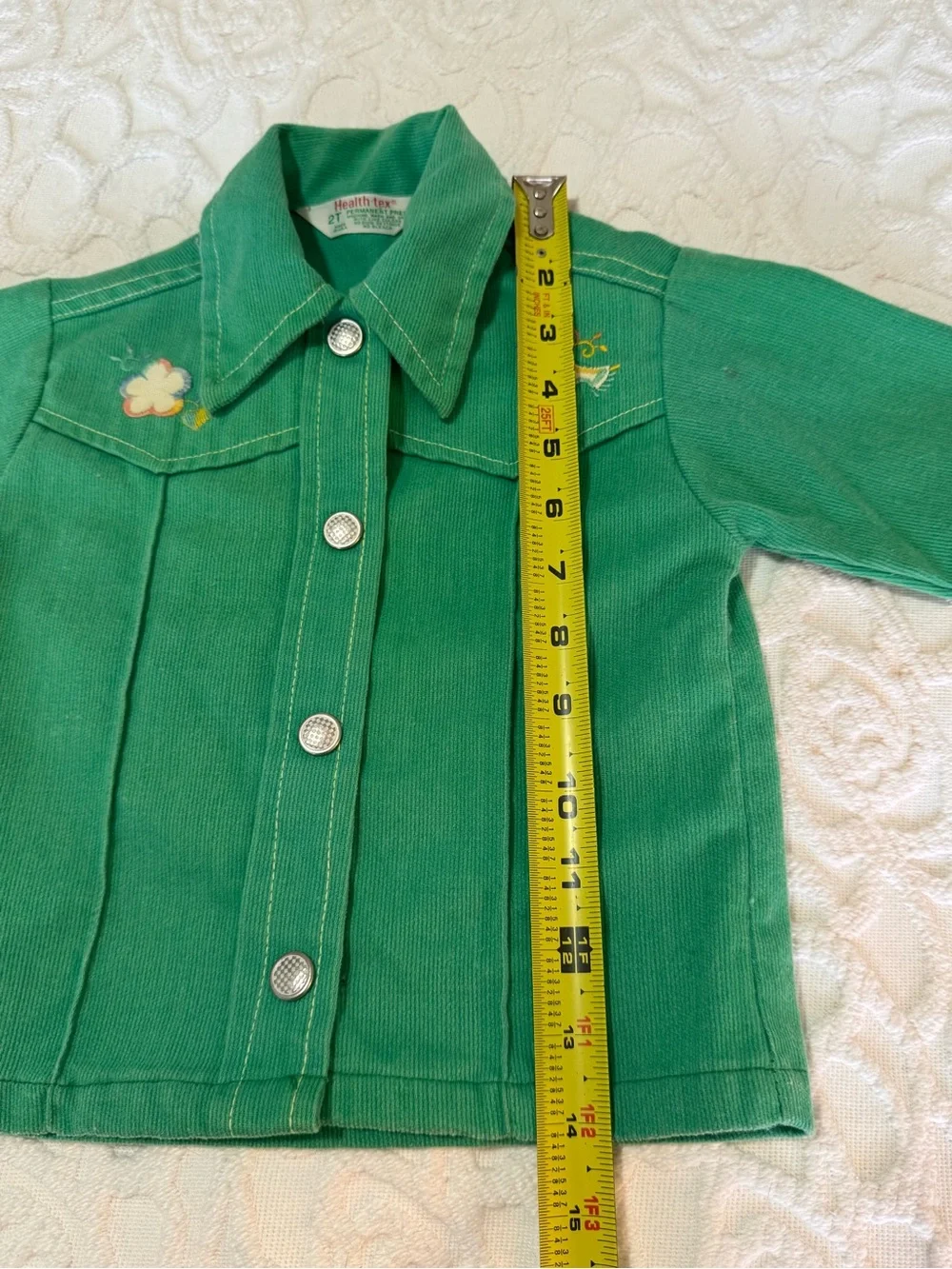 Vintage 1970s Health-tex 2T Green Embroidered Toddler Jacket USA